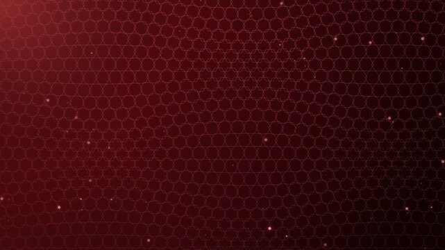 Modern Dark Red Hexagonal Pattern Background with Subtle Particles