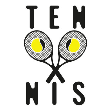 Tennis logog design. Vector illustration of Tennis racket Tennis ball  and abstract sport message isolated transparent background. EPS 10