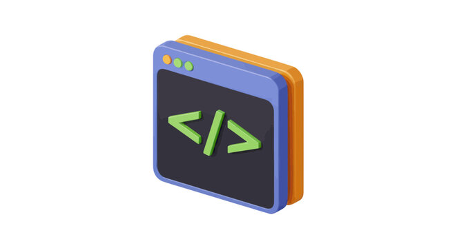 Isometric web programming and coding window icon