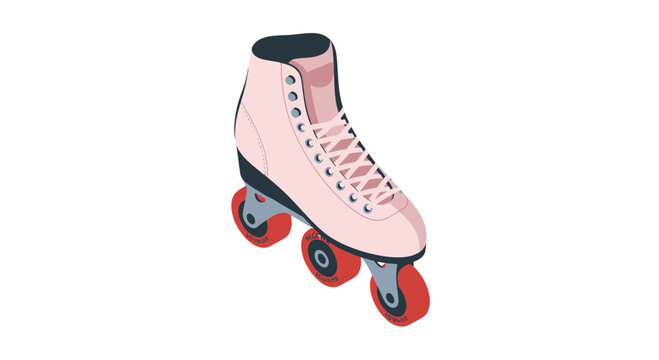 Vintage pink roller skate with red wheels