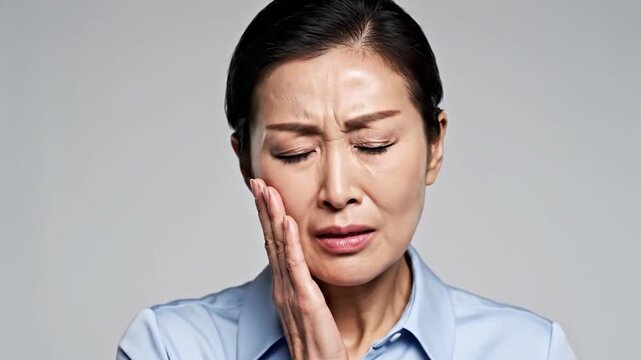 Toothache Woman Holding Her Cheek Suffering from Severe Dental Pain