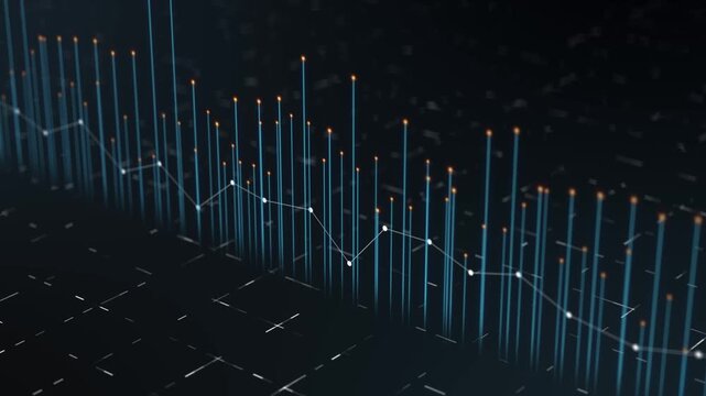 Dot line 3D perspective value and volume, chart diagram future global graph increase index prediction profit report rise solution statistic strategy success value information