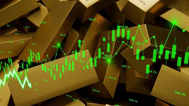 Gold increase rise up price asset security stock chart candle growth wealth value, financial success gain reserve metal money