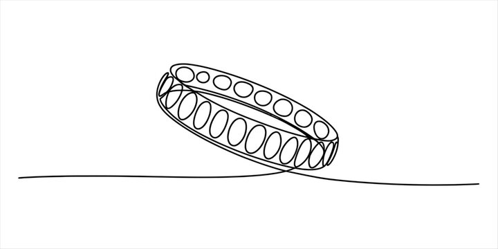 Continuous single line drawing of a simple jewelry ring made of circles connected in a loop pattern for a modern minimalist fashion design concept
