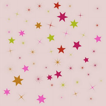 Colorful Abstract Stars Pattern Design with Transparent Background