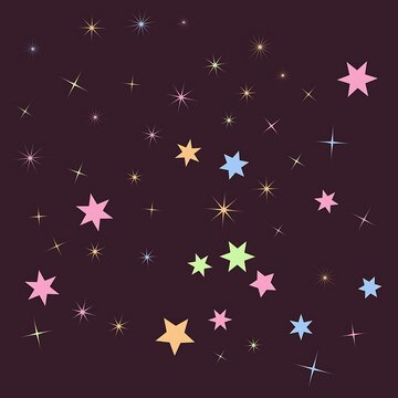 Colorful Stars and Sparkles on Transparent Background Design Pattern