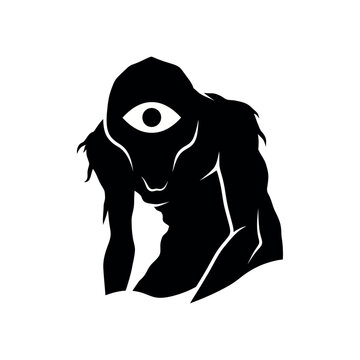 Mysterious Cyclops Monster Silhouette.