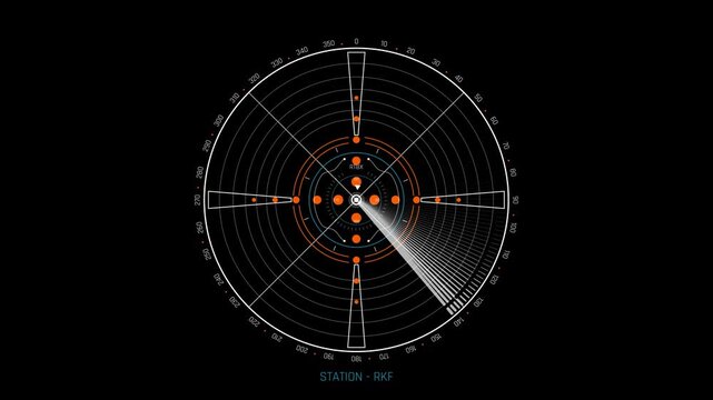 Futuristic Sci Fi HUD Circular Station Radar Scanner for Space Station Navigation and Tactical Target Tracking
