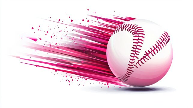 Pink Baseball on white background,Baseball player hitting ball with bat,home run,baseball or t shirt, posters and banner,sport day, ball Icon Concept,Vector Template.