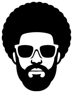 Afro Man black silhouette vector illustration, simple flat clipart design isolated on white background