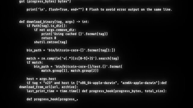 Encrypted fast scrolling programming security hacking code, cyberspace binary coding software screen computer technology text datum digital