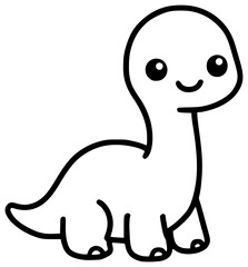 Baby Dino black line art vector illustration, minimal outline drawing isolated on white background © nancy