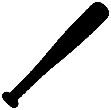 Baseball Bat black silhouette vector illustration, simple flat clipart design isolated on white background