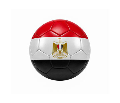 Egyptian flag soccer ball isolated on white background official football concept.