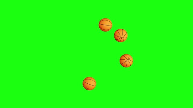 Basketball Balls Forming a Circular Loading Spinner, Seamless Loop 3D Render Animation on Green Screen