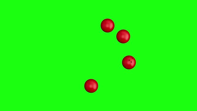 Bowling Balls Forming a Circular Loading Spinner, Seamless Loop 3D Render Animation on Green Screen
