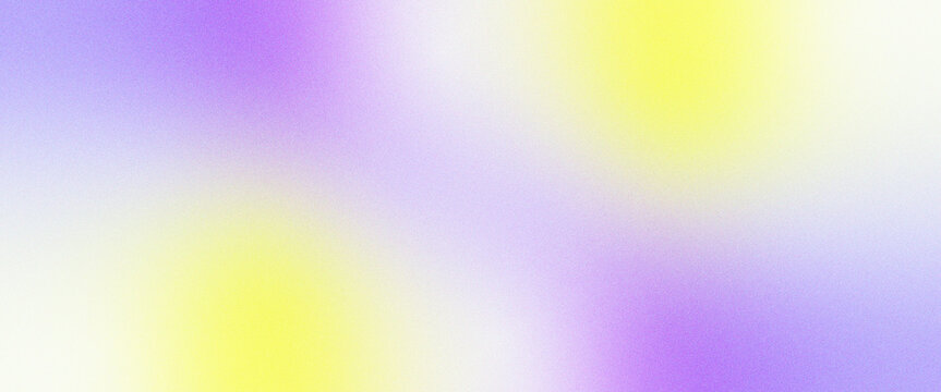 Abstract pastel purple and yellow grainy gradient mesh background, soft blurred vibrant aura blend texture with fine noise effect on light backdrop for spring promotional banner, cover and poster