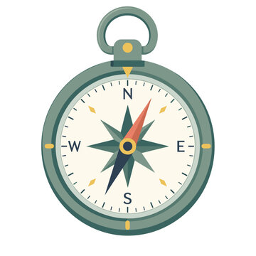Antique magnetic compass for navigation isolated on a white background