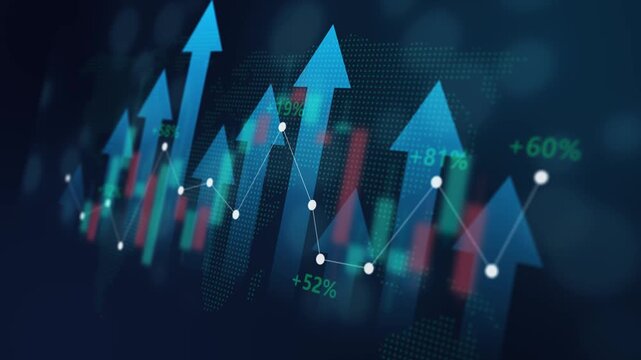 Arrow up trend chart stock exchange asset, diagram investment capital gain world money economic growth, financial graph chart, market report