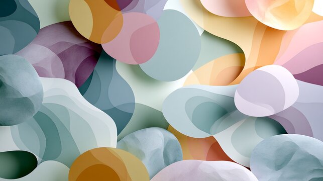 Abstract Organic Shapes Background with Pastel Colors and Layered Design