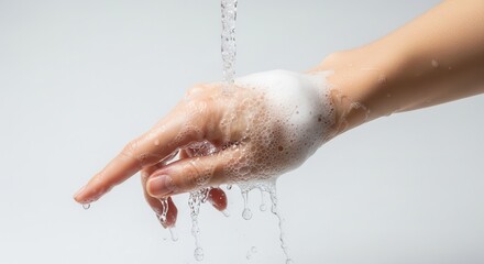 Fototapeta premium Washing hand with soap and water.