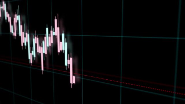 Chart candlestick downtrend crisis crash bankruptcy, low lost market stock trading trade loss negative, financial economy decay graph recession business decrease