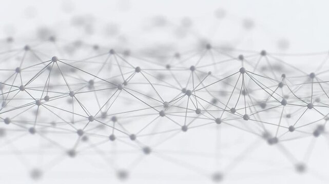 Abstract network of nodes and lines in minimal style on white background, concept of connection and communication