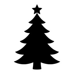 Fototapeta premium Christmas Tree black silhouette vector illustration, simple flat clipart design isolated on white background