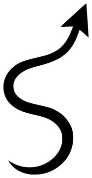 Devil Tail black silhouette vector illustration, simple flat clipart design isolated on white background