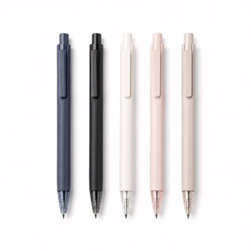 assorted modern promotional pens in blue black white and pink tones