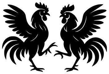 Gamecock black silhouette vector illustration, simple flat clipart design isolated on white background © nancy