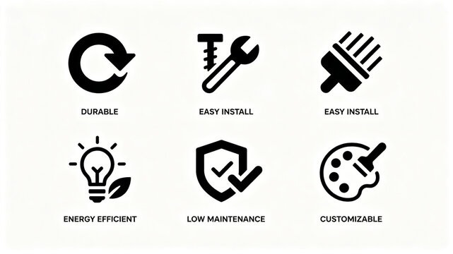 Home decoration building materials attribute icon, the product is sturdy and durable, easy to install, energy-saving and worry free, low maintenance cost, and supports personalized customization
