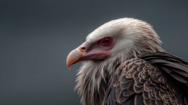 Profile close-up portrait of a hooded vulture bird