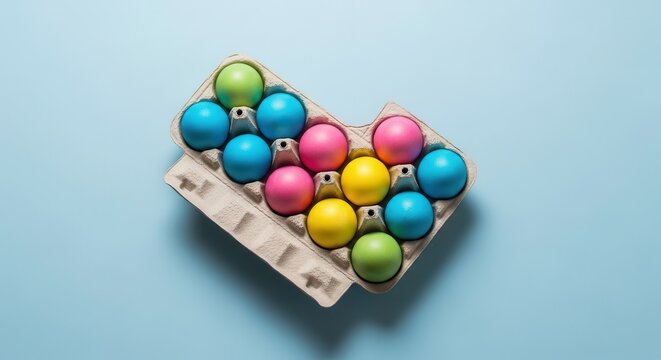 colorful eggs in carton heart