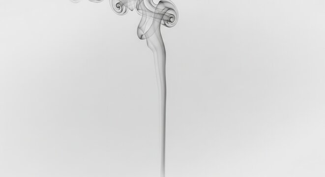 Wisps of smoke rising and swirling against a clean white background.