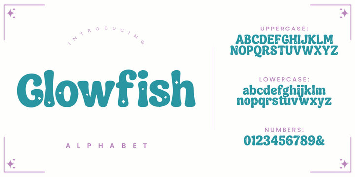 Glowfish cute bubble cartoon font vector alphabet with playful friendly letters for kids books