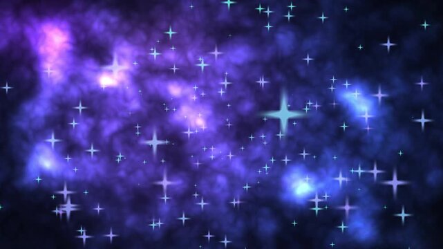 Blue Purple Galaxy with Sparkling Stars and Cosmic Clouds