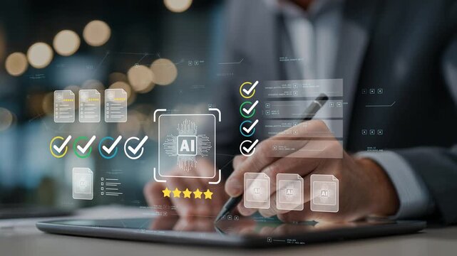 Enterprise AI platform with animated document verification, intelligent approval workflow, digital business dashboard, process automation and modern office productivity management