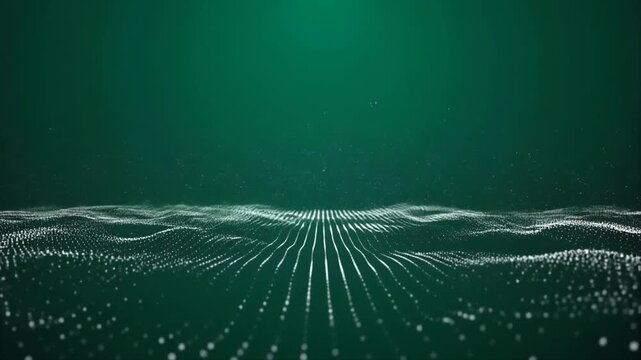 Silver particle waves rising slowly moving through on emerald green