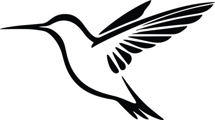 Fototapeta premium A minimalist black and white silhouette of a flying hummingbird vector