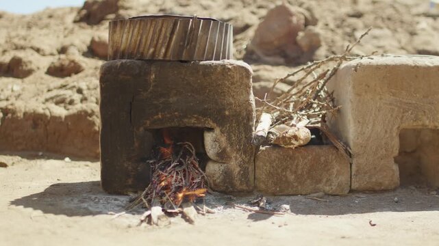 African Traditional cooker and fire
