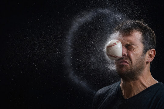 High speed baseball impact against human face