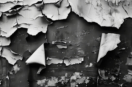 Photo of Peeled white paint on plaster wall. Background texture for backdrops or mapping
