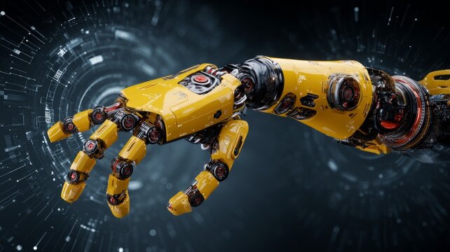 Futuristic robotic arm with electronic detail. AI generated