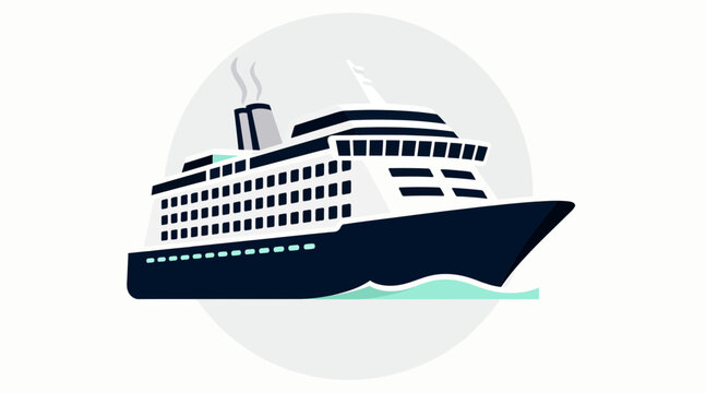 Cruise ship sailing on the ocean, travel and transportation concept