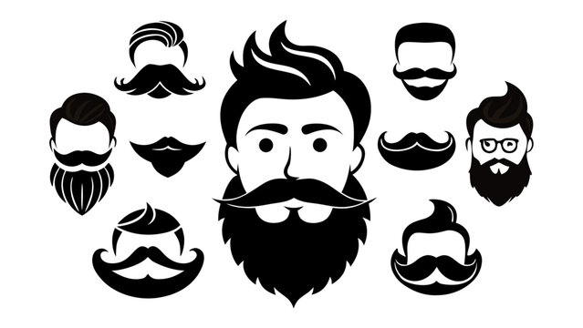 Beard SVG Bundle, Mustache SVG bundle, Beard cut file, Beard clipart, Beard svg files for silhouette on white background
