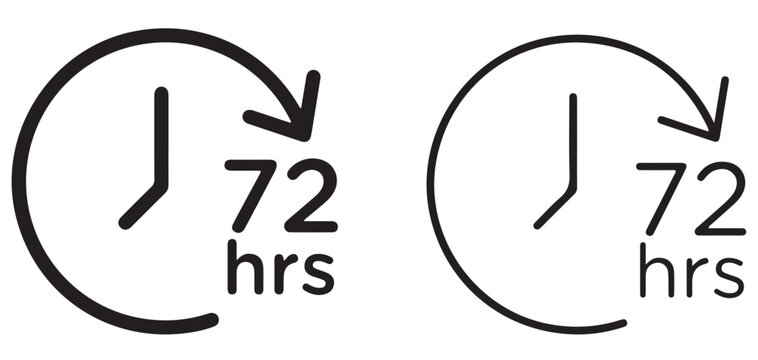 72 Hours Countdown Icon with Circular Arrow &ndash; Time Limit, Deadline and Delivery Concept vector illustrator eps10