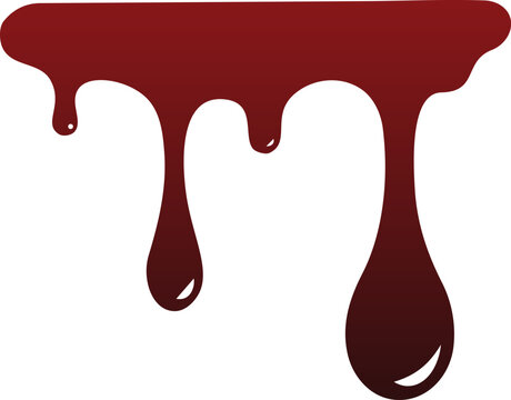 Red blood drip isolated on transparent background. Realistic liquid dripping border for Halloween, horror posters, spooky decorations and graphic design. Vector EPS 10