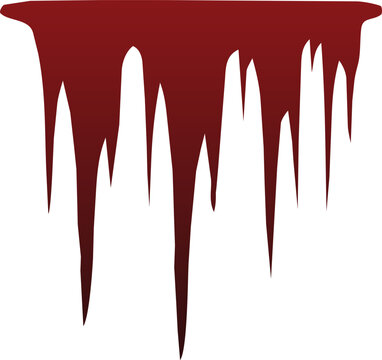 Red blood dripping border isolated on transparent background. Realistic liquid paint drip effect for Halloween, horror posters, spooky decorations and graphic design. Vector EPS 10