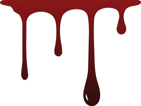 ed blood drip isolated on transparent background. Realistic liquid dripping border for Halloween, horror graphics, spooky decorations and creative design. Vector EPS 10